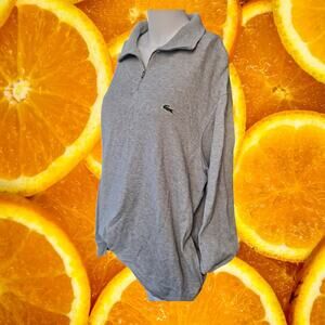 Lacoste Women's Gray Heathered Cotton Quarter Zip‎ Pullover Sweatshirt Size 3XL